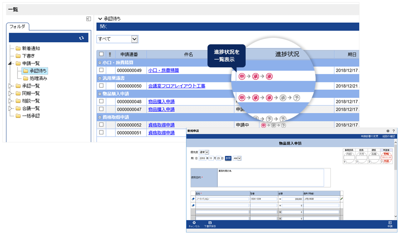 承認待ち一覧 新規申請