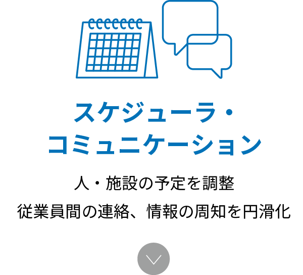 「スケジューラ・コミュニケーション」人・施設の予定を調整従業員間の連絡、情報の周知を円滑化